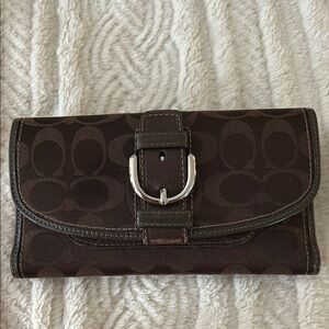 Coach brown wallet with buckle